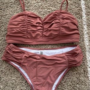 Cupshe Dusty Pink Ruched Bikini